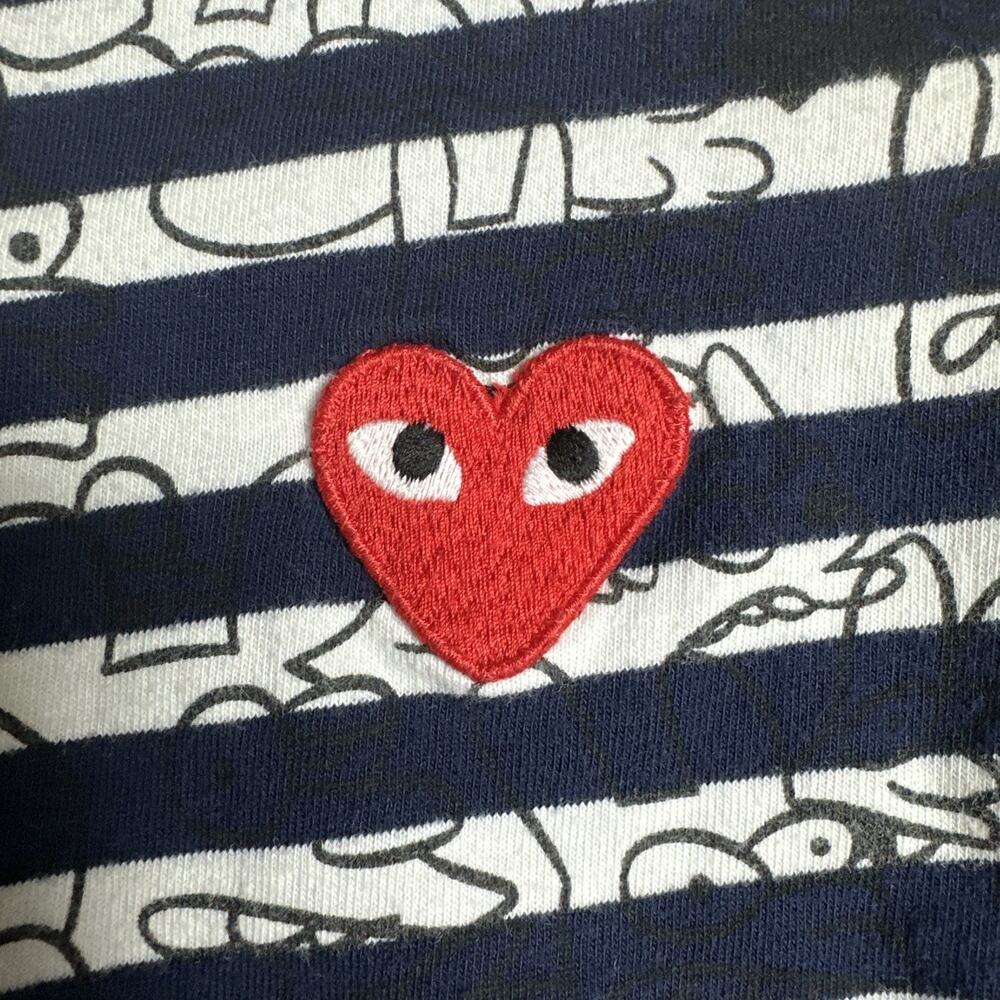 Commes des Garcons Play x Matt Groening Navy Blue Striped Long Sleeve Size Small - Picture 7 of 13